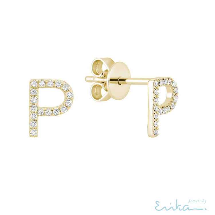 Diamond Initial Stud Earrings (Single)-RNB Jewellery