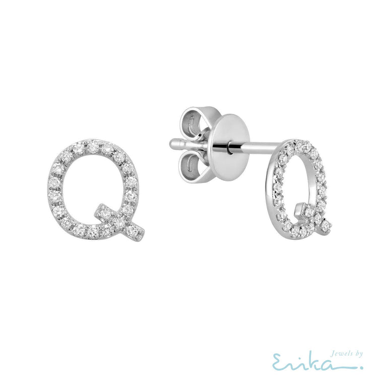 Diamond Initial Stud Earrings (Single)-RNB Jewellery