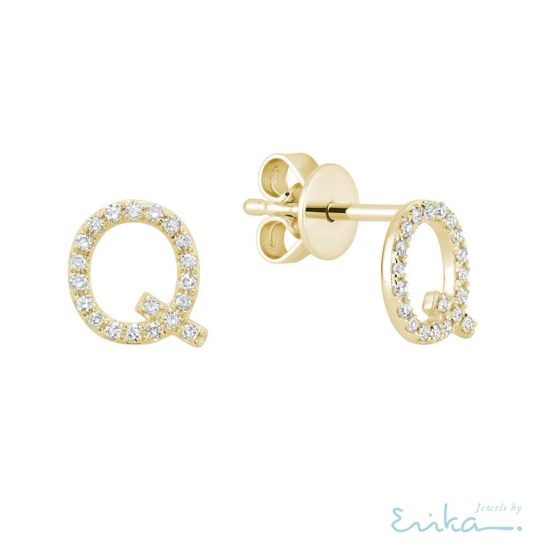 Diamond Initial Stud Earrings (Single)-RNB Jewellery