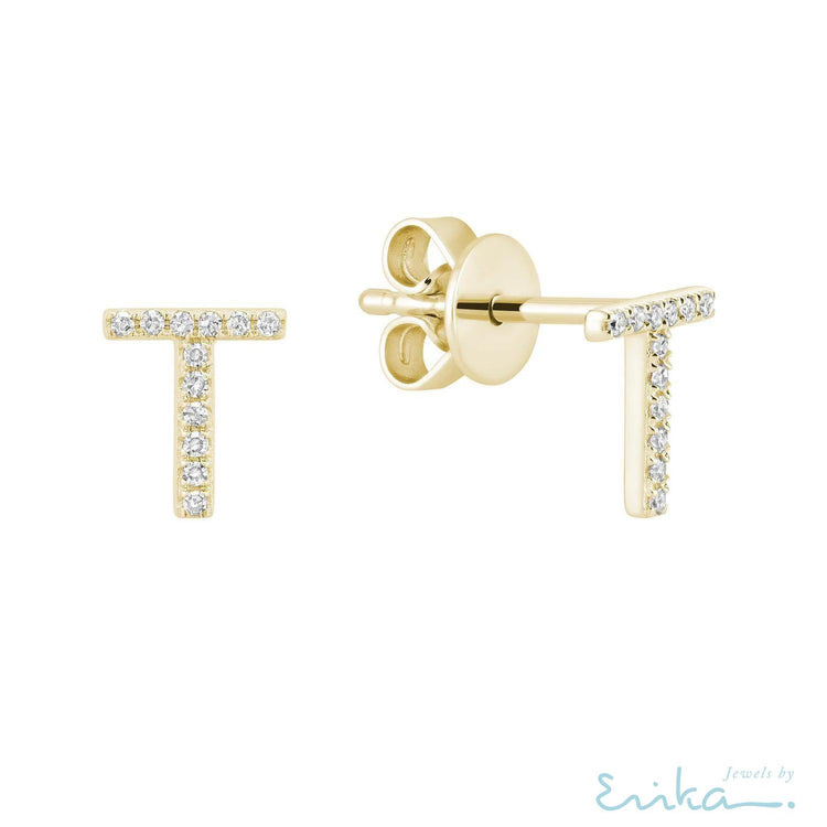 Diamond Initial Stud Earrings (Single)-RNB Jewellery
