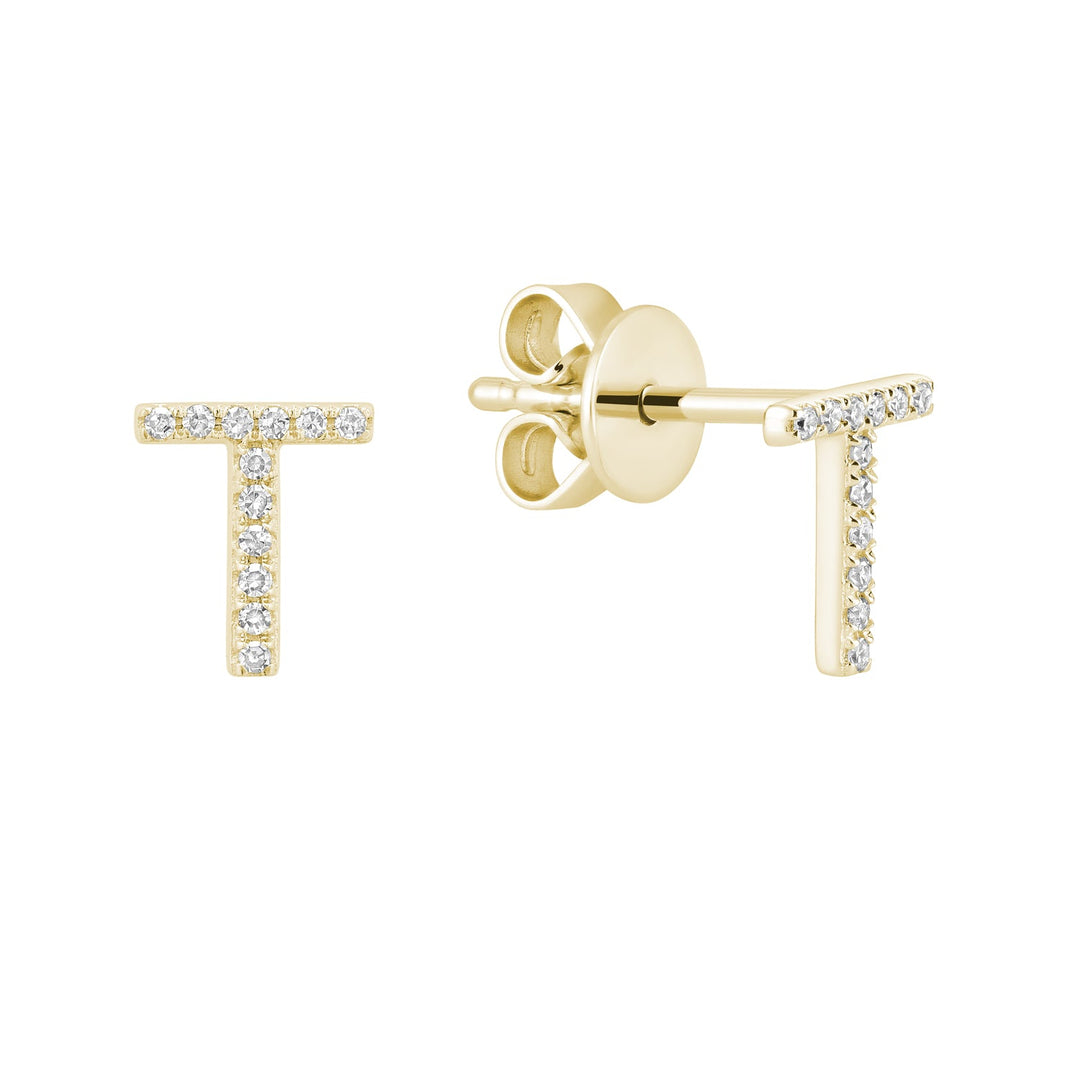 Diamond Initial Stud Earrings (Single)