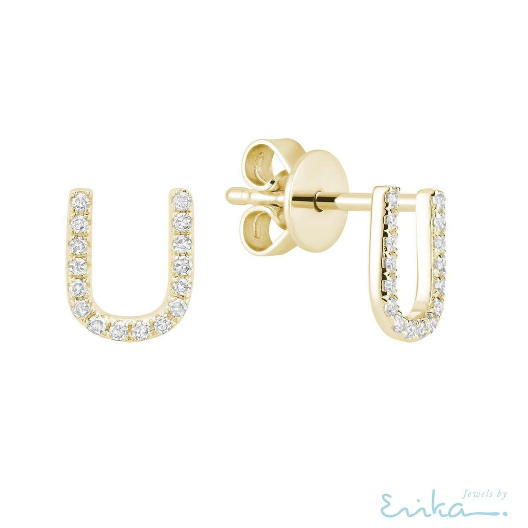 Diamond Initial Stud Earrings (Single)-RNB Jewellery