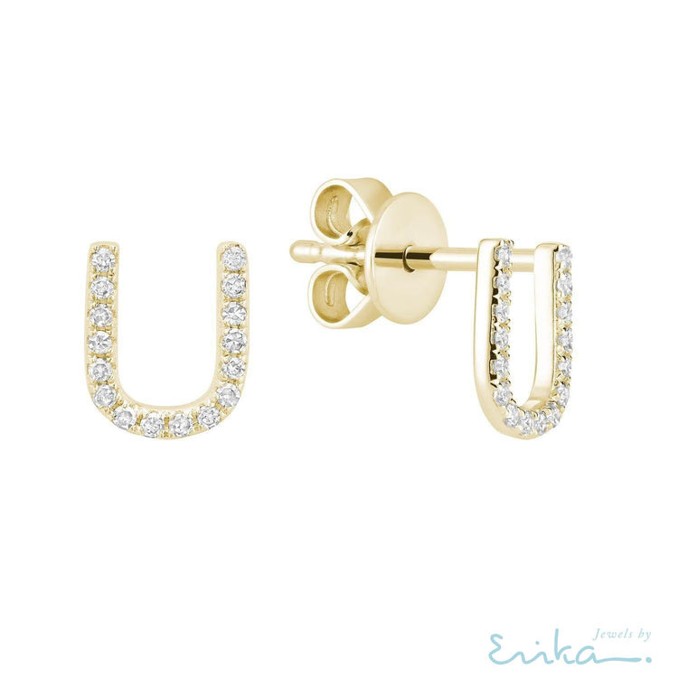 Diamond Initial Stud Earrings (Single)-RNB Jewellery