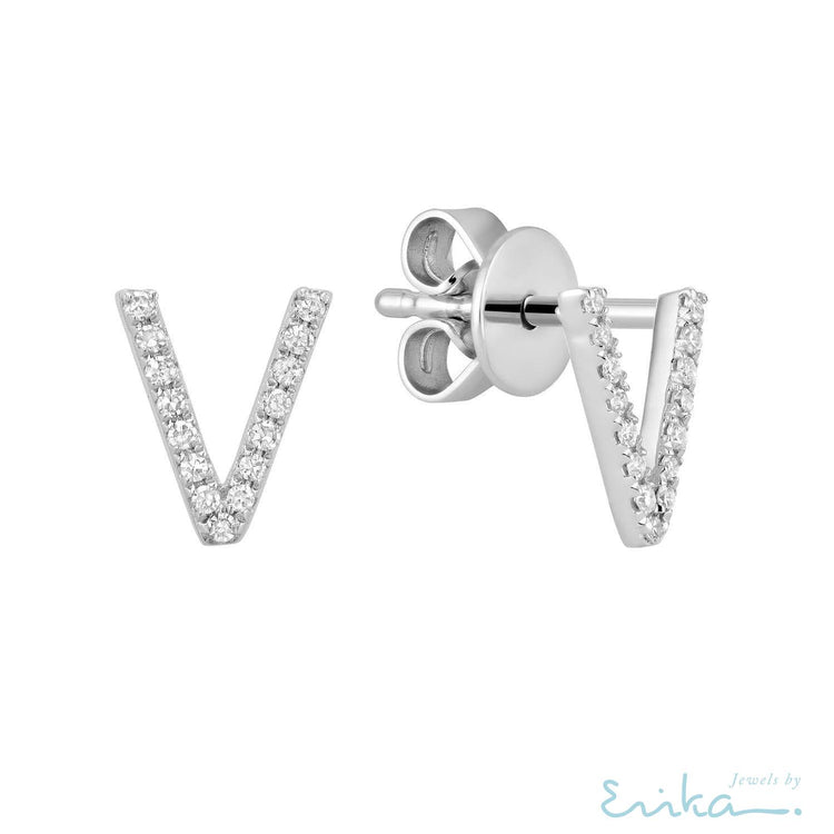 Diamond Initial Stud Earrings (Single)-RNB Jewellery