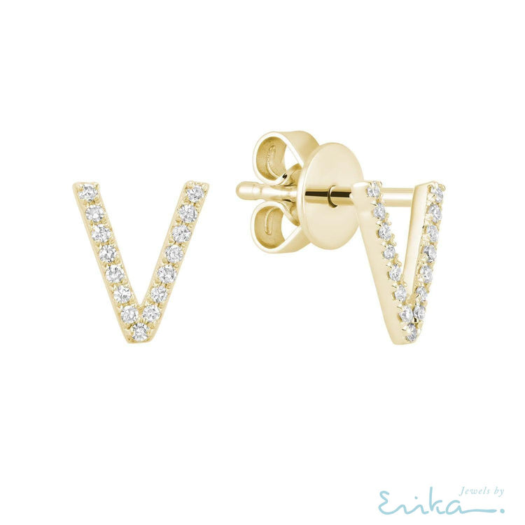 Diamond Initial Stud Earrings (Single)-RNB Jewellery
