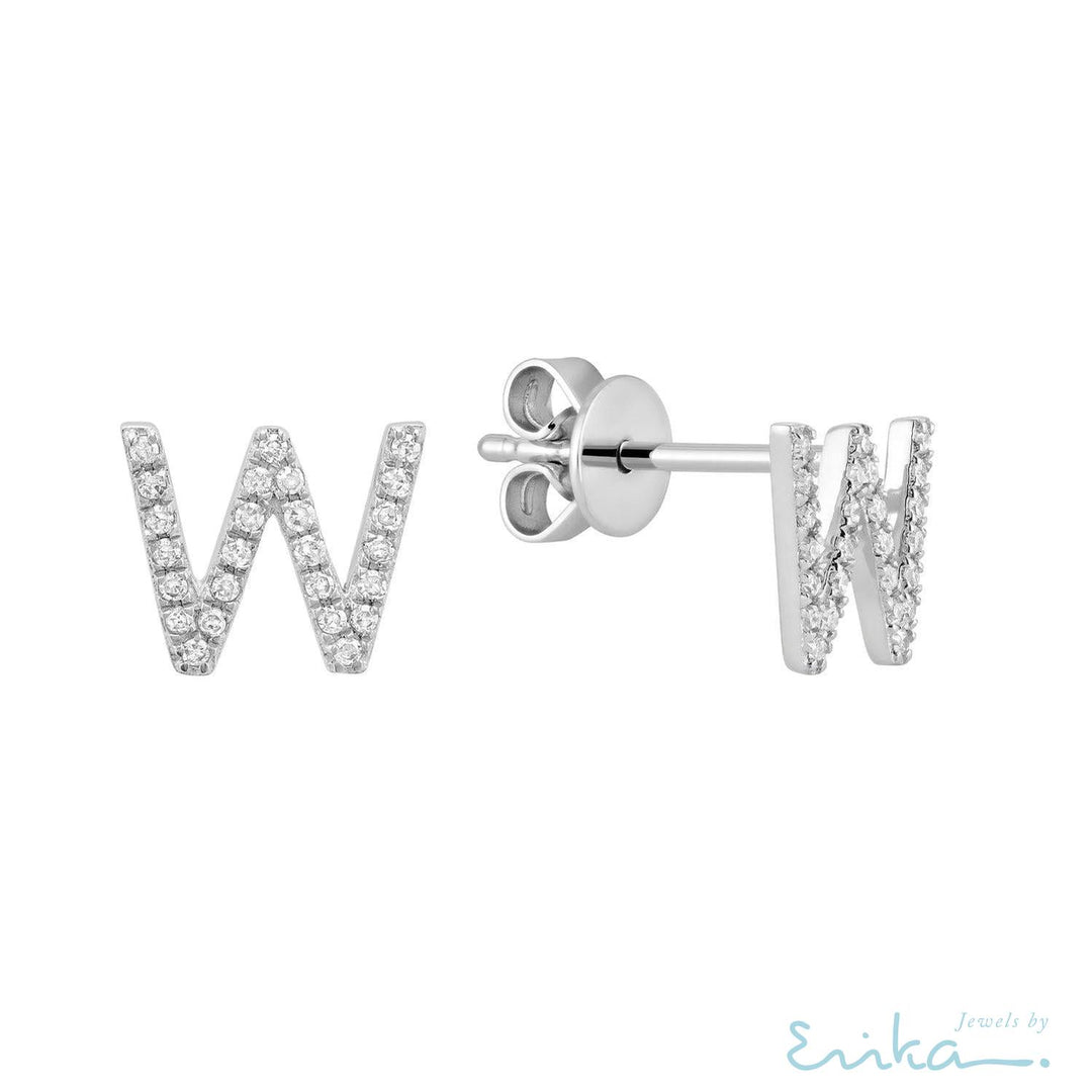 Diamond Initial Stud Earrings (Single)-RNB Jewellery