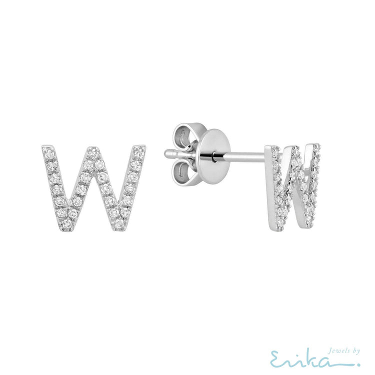 Diamond Initial Stud Earrings (Single)-RNB Jewellery
