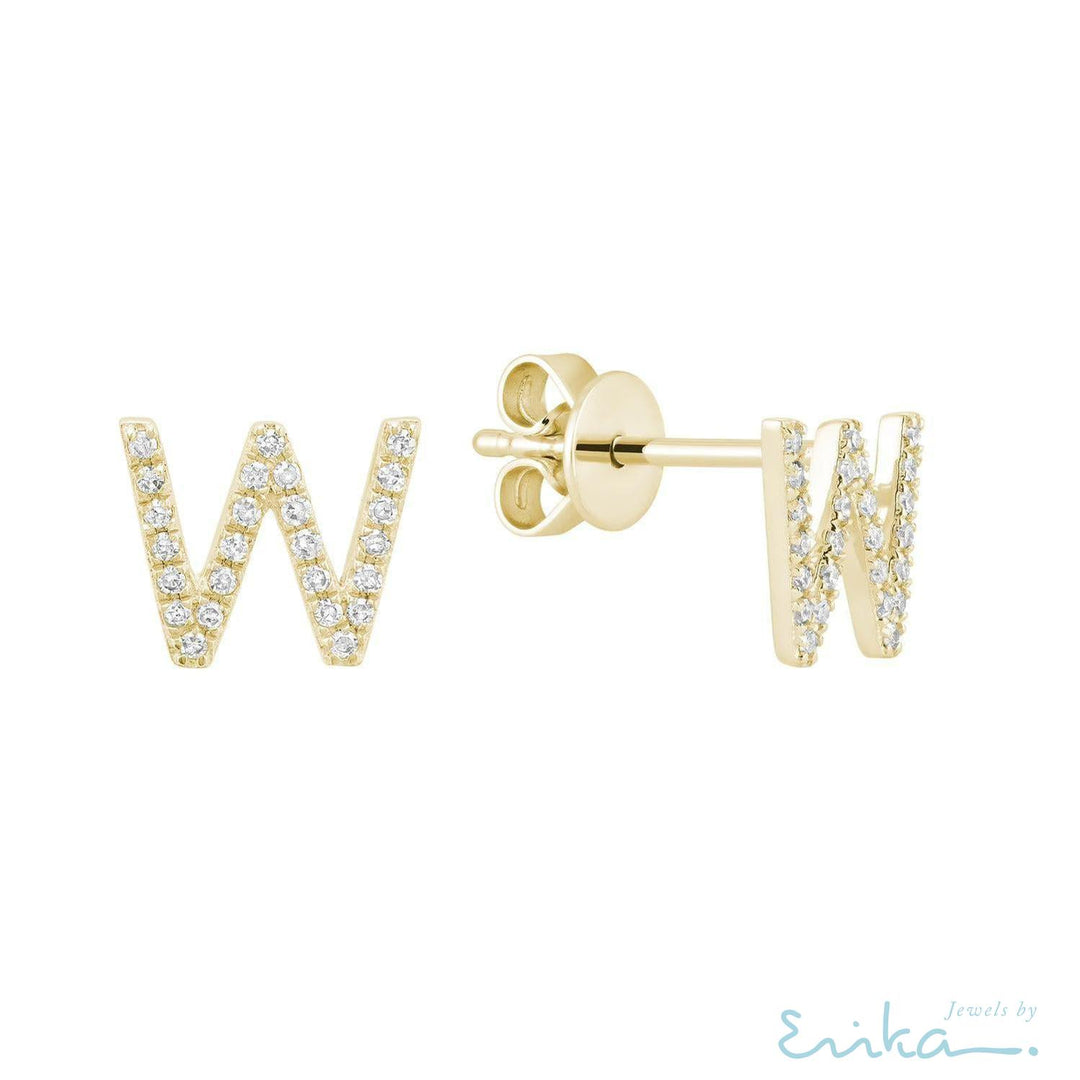 Diamond Initial Stud Earrings (Single)-RNB Jewellery