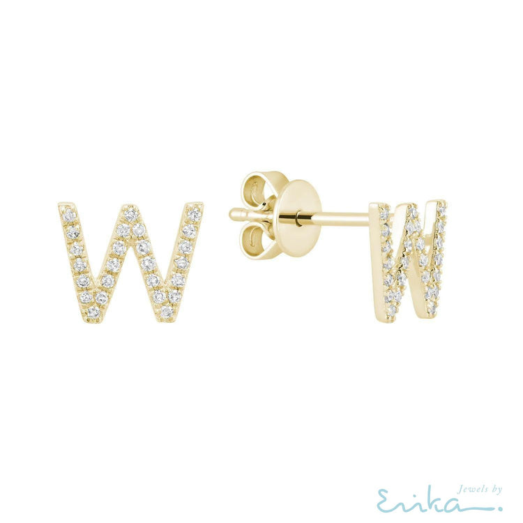 Diamond Initial Stud Earrings (Single)-RNB Jewellery