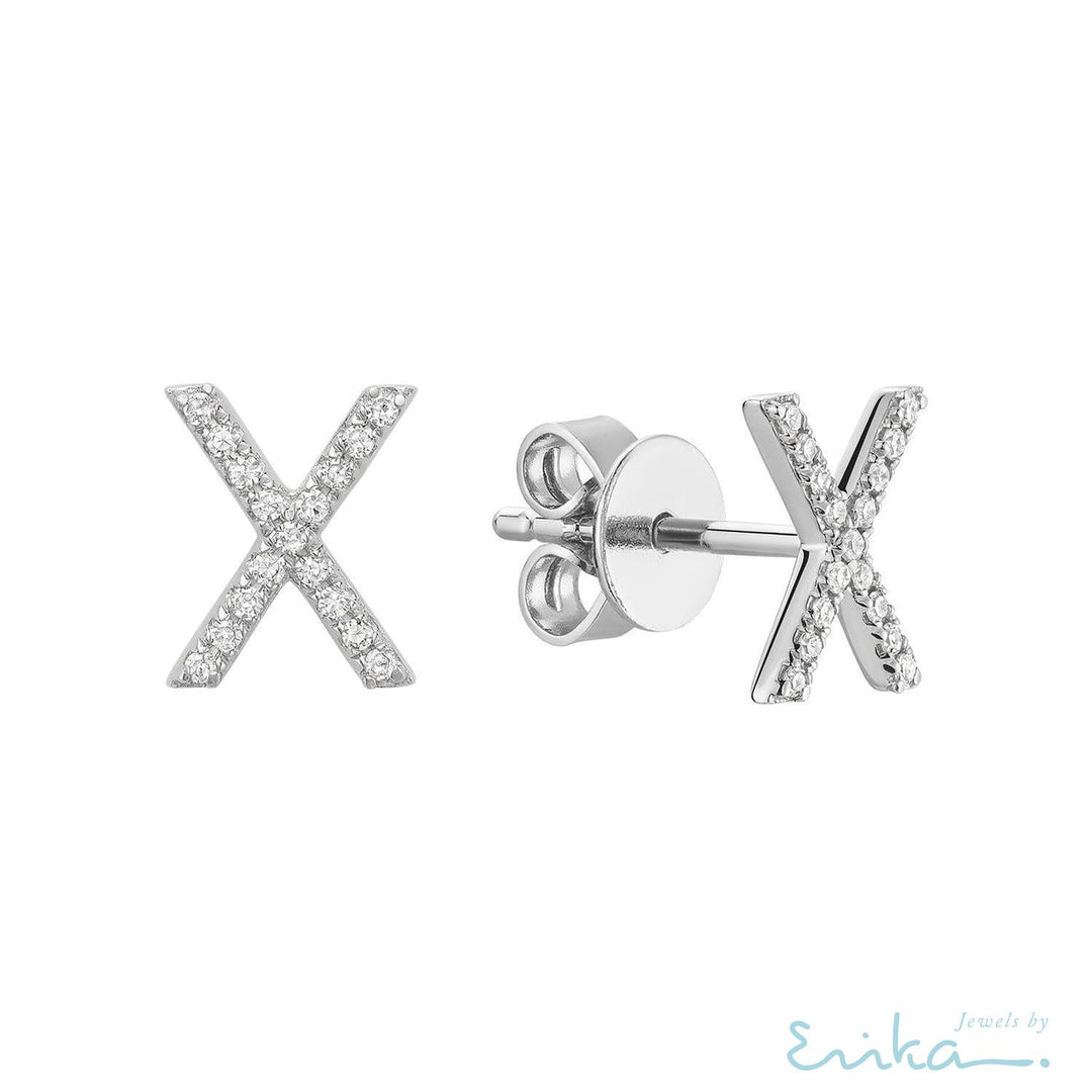 Diamond Initial Stud Earrings (Single)-RNB Jewellery