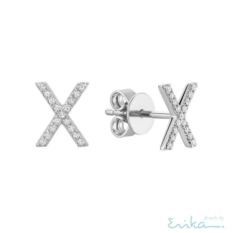 Diamond Initial Stud Earrings (Single)-RNB Jewellery