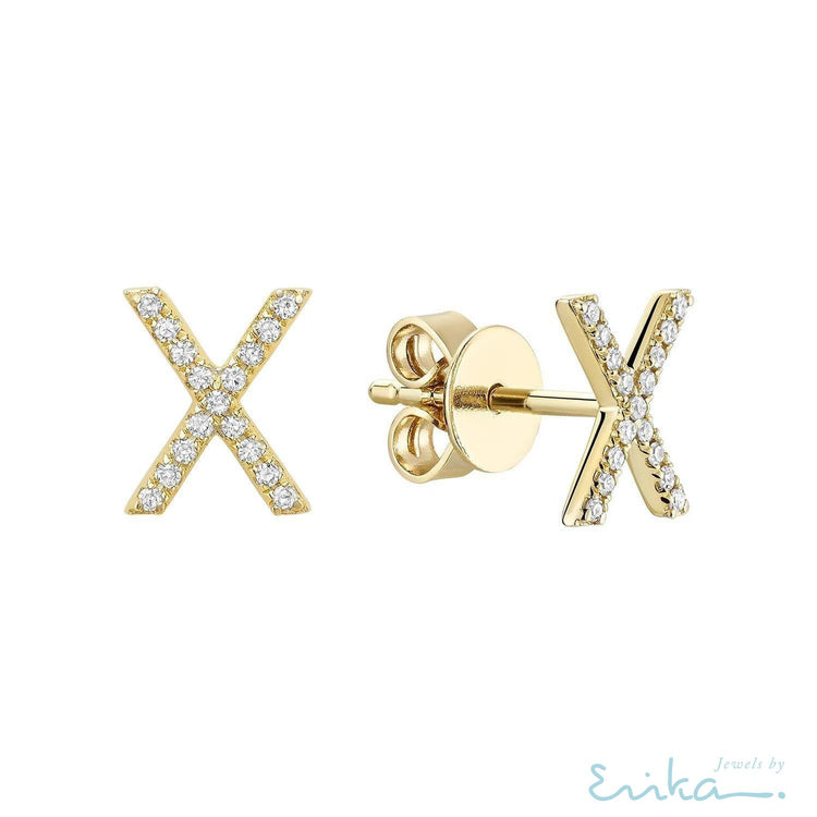 Diamond Initial Stud Earrings (Single)-RNB Jewellery