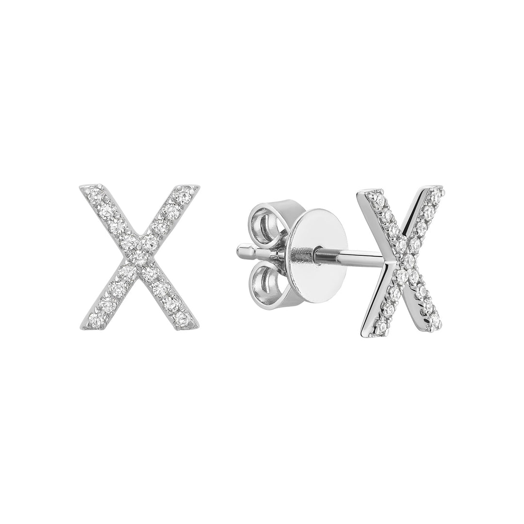 Diamond Initial Stud Earrings (Single)