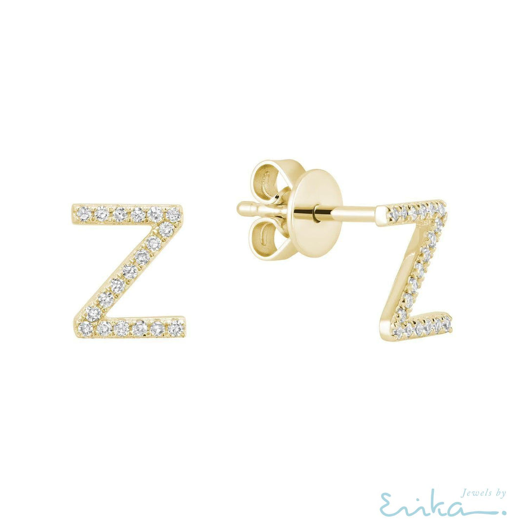 Diamond Initial Stud Earrings (Single)-RNB Jewellery