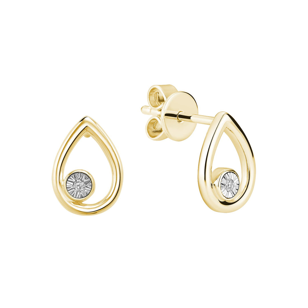 Pear Shaped Illusion Diamond Stud Earrings