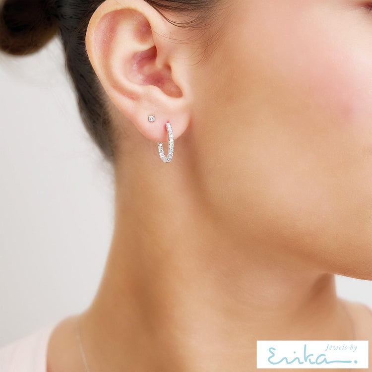 Inside Out Diamond Loop Round Shape Earrings-RNB Jewellery