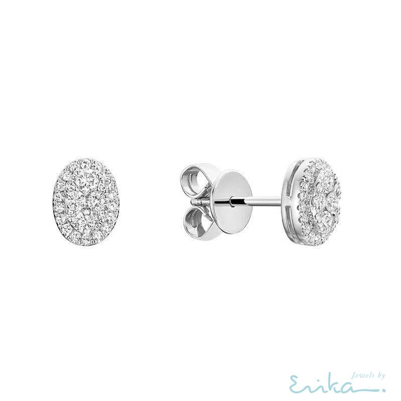 Pave Oval Diamond Stud Earrings-RNB Jewellery