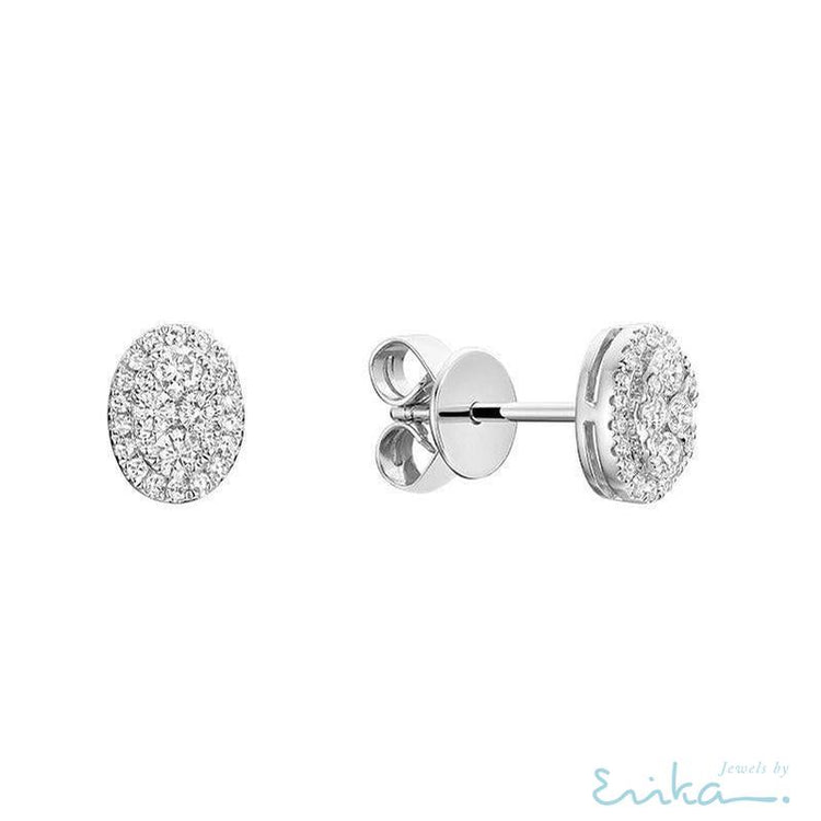 Pave Oval Diamond Stud Earrings-RNB Jewellery