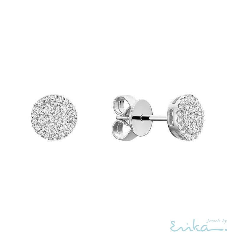 Pave Circle Diamond Stud Earrings-RNB Jewellery