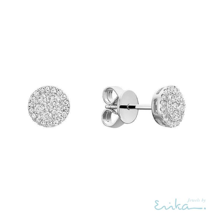 Pave Circle Diamond Stud Earrings-RNB Jewellery