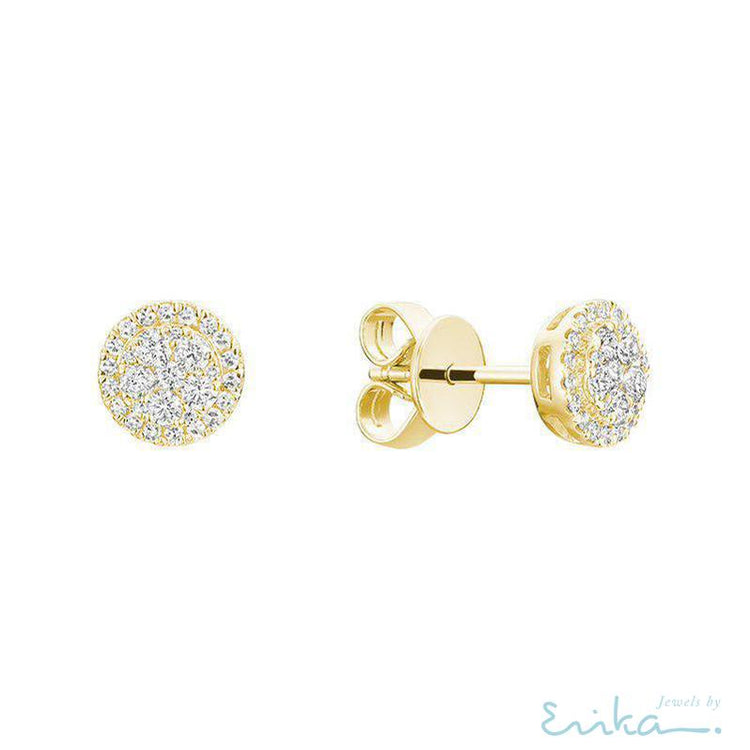 Pave Circle Diamond Stud Earrings-RNB Jewellery