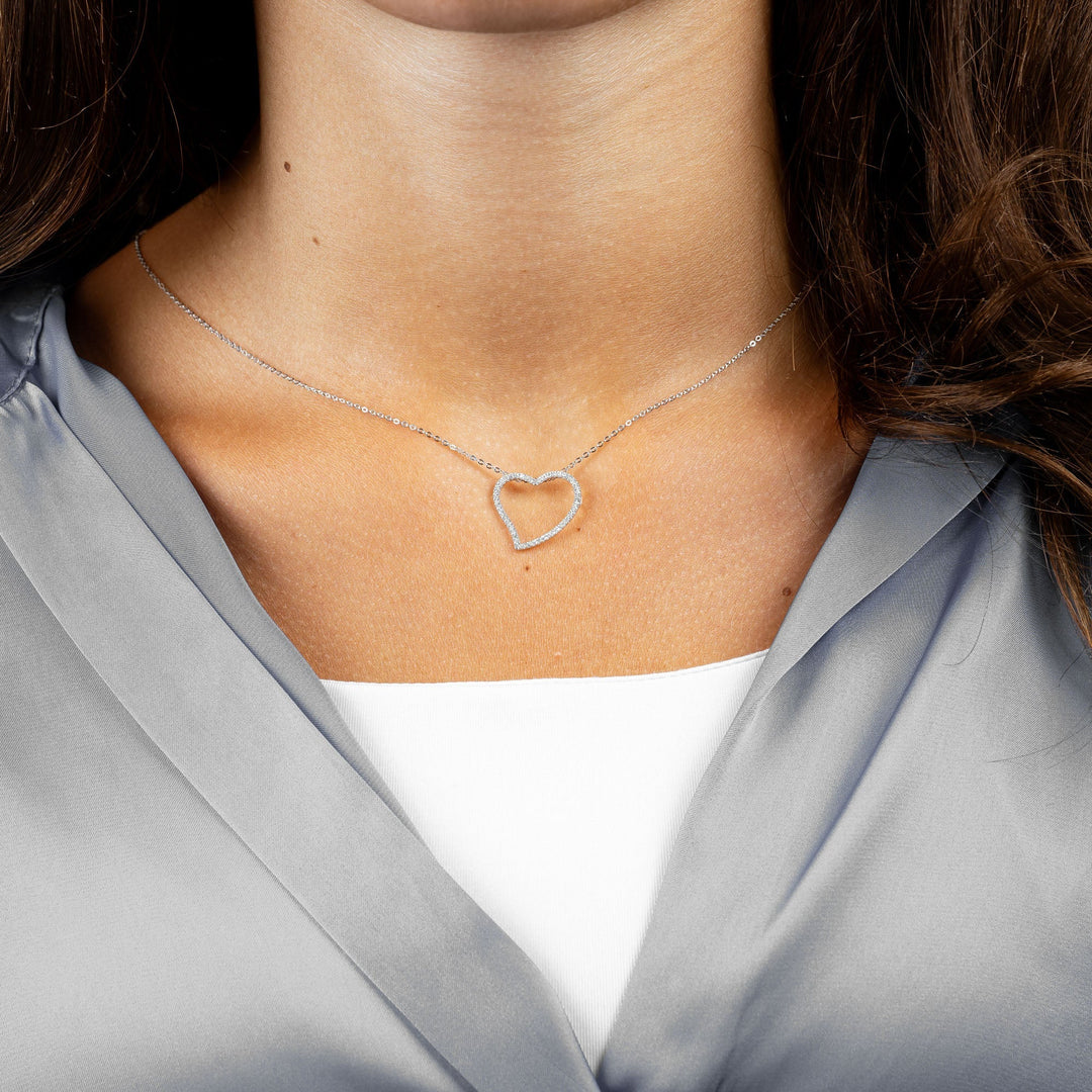 Asymmetrical Diamond Heart Pendant - RNB Jewellery