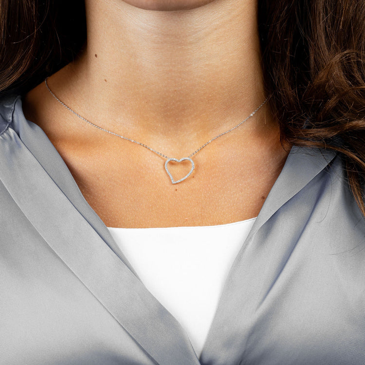 Asymmetrical Diamond Heart Pendant - RNB Jewellery