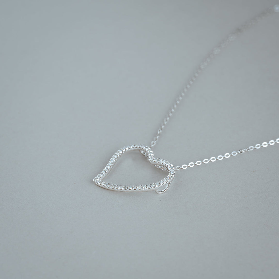 Asymmetrical Diamond Heart Pendant - RNB Jewellery