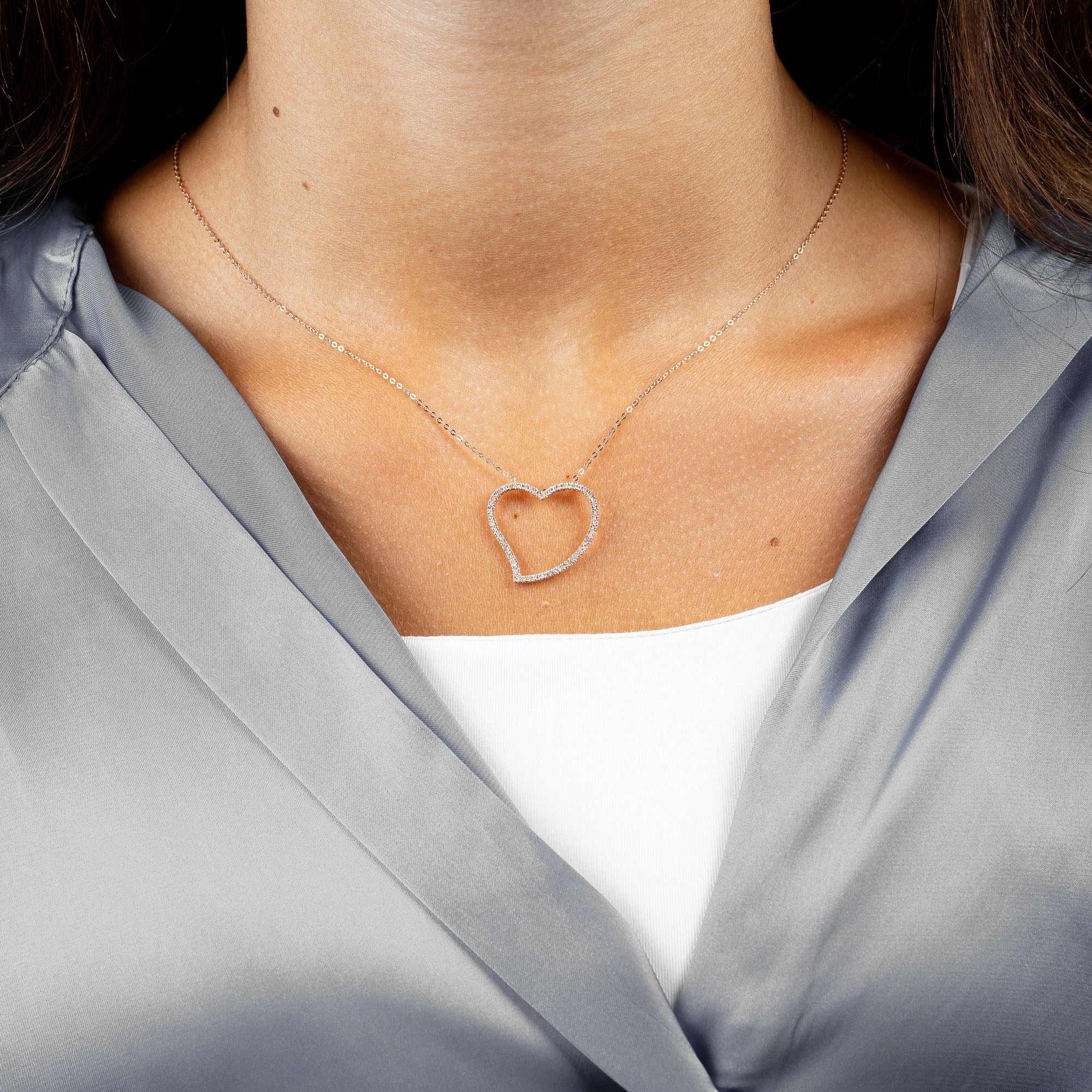 Asymmetrical Diamond Heart Pendant - RNB Jewellery