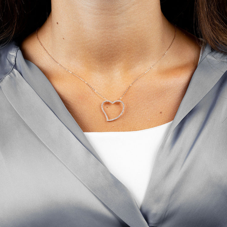 Asymmetrical Diamond Heart Pendant - RNB Jewellery