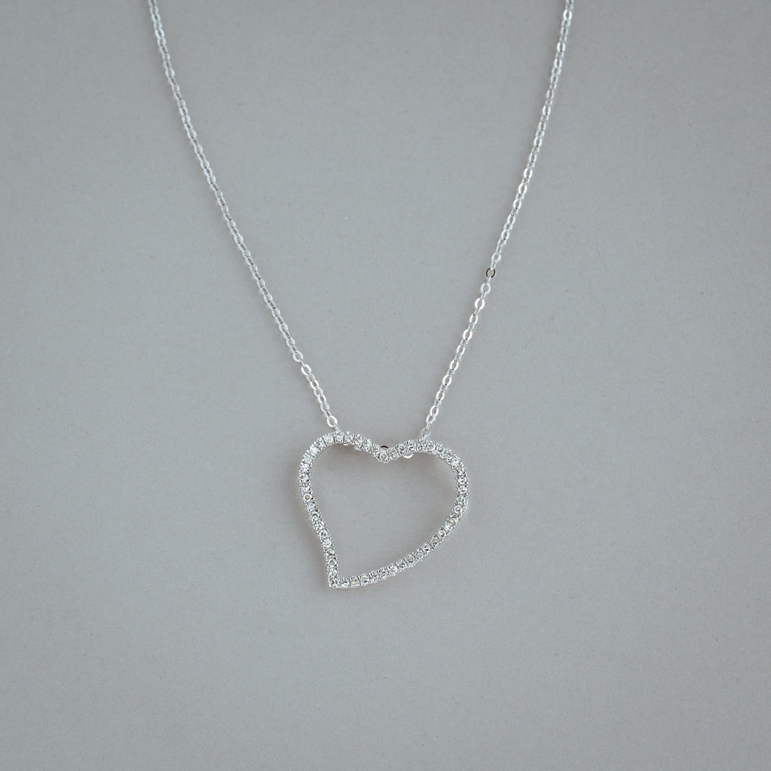 Asymmetrical Diamond Heart Pendant - RNB Jewellery