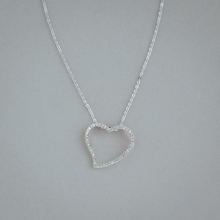 Asymmetrical Diamond Heart Pendant - RNB Jewellery