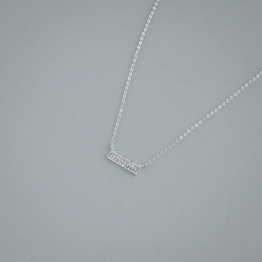 Bar Plate Diamond Necklace - RNB Jewellery