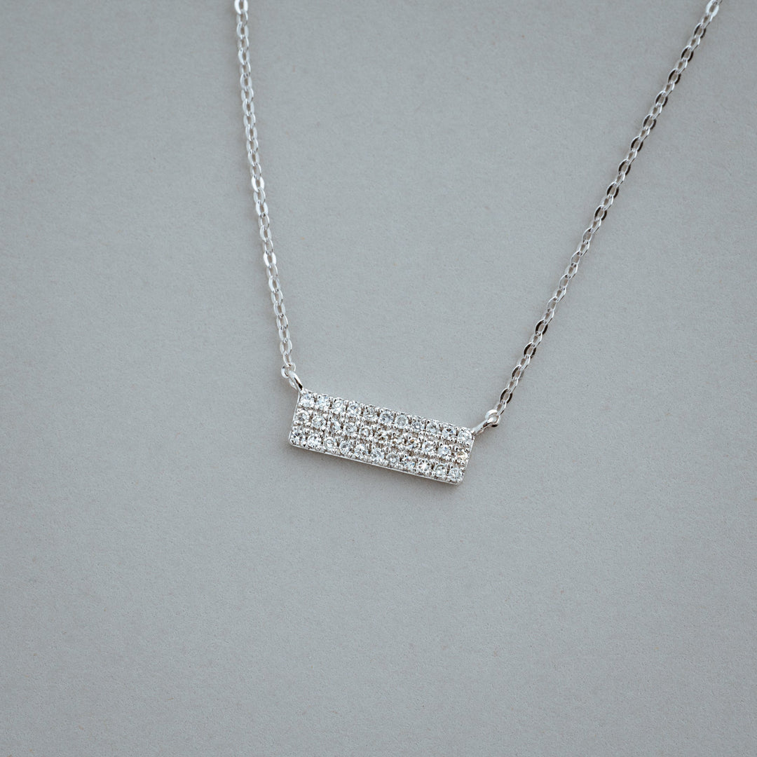 Bar Plate Diamond Necklace - RNB Jewellery