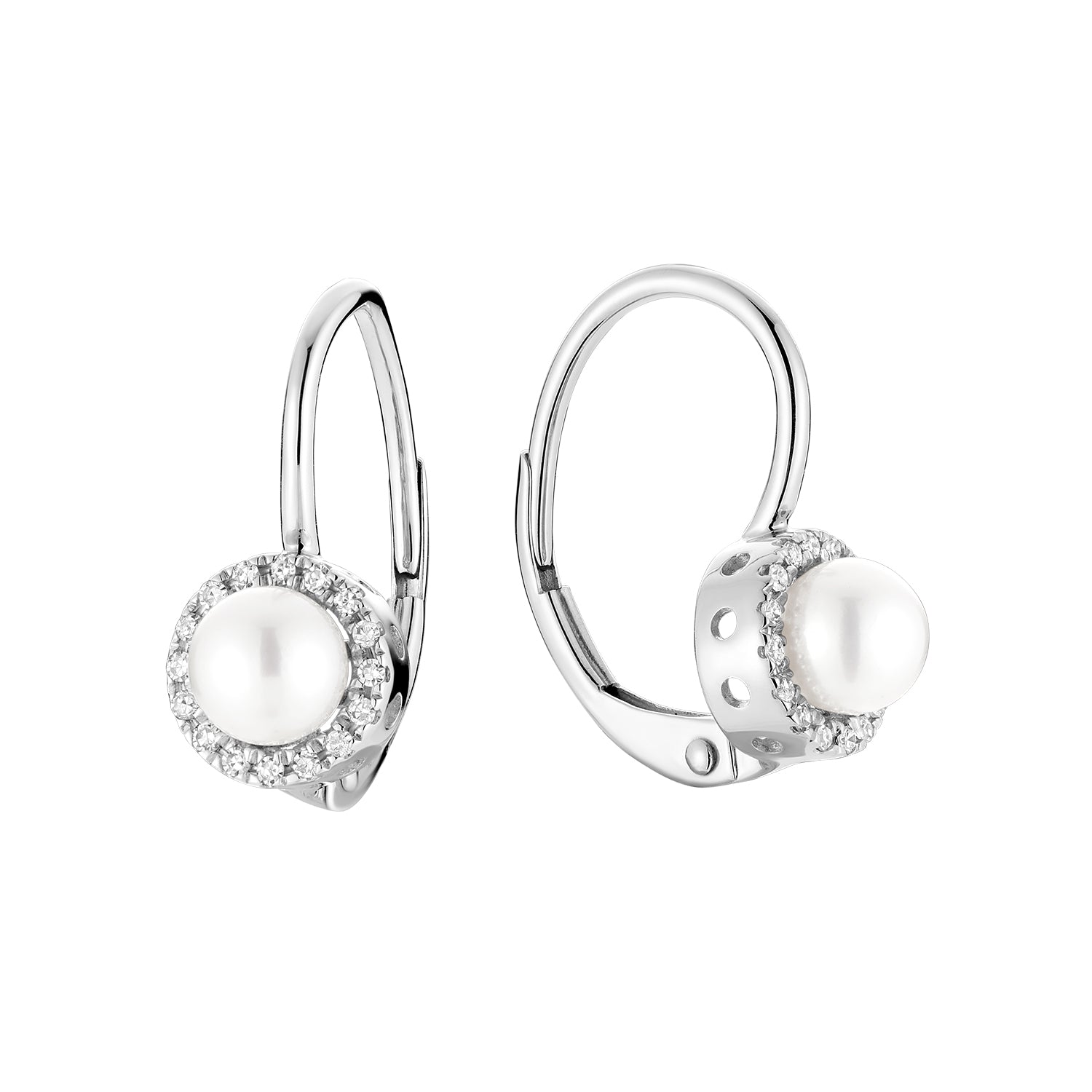 Cultured Pearl & Diamonds Dangle Earrings - RNB Jewellery