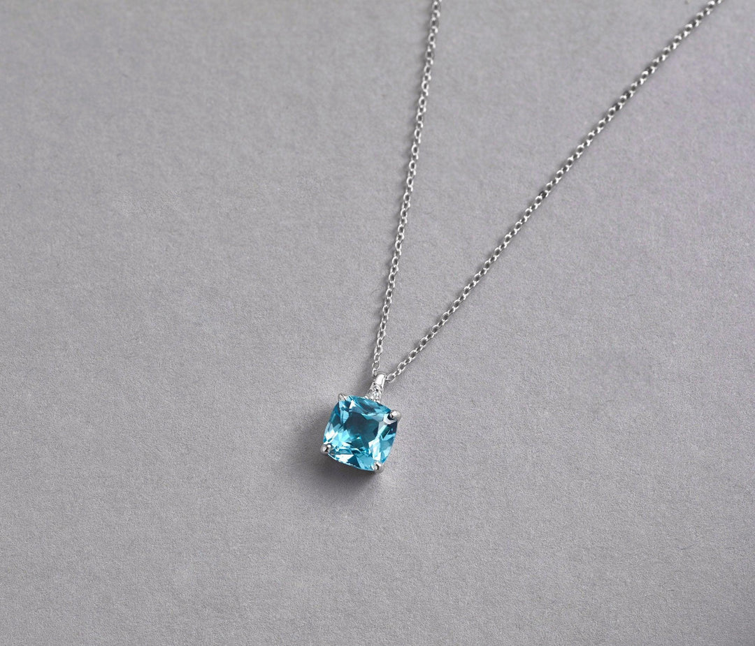 Cushion Cut Created and Precious Stone and Diamond Pendant - RNB Jewellery