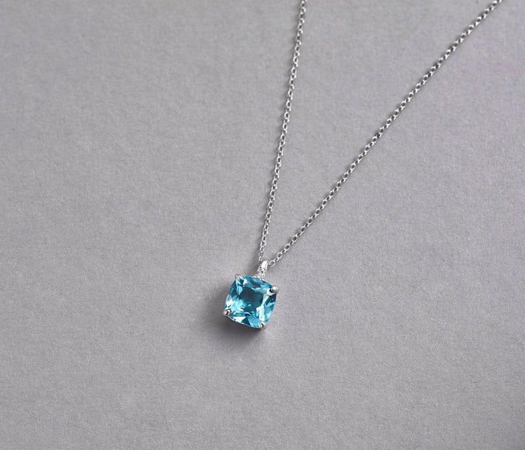 Cushion Cut Created and Precious Stone and Diamond Pendant - RNB Jewellery