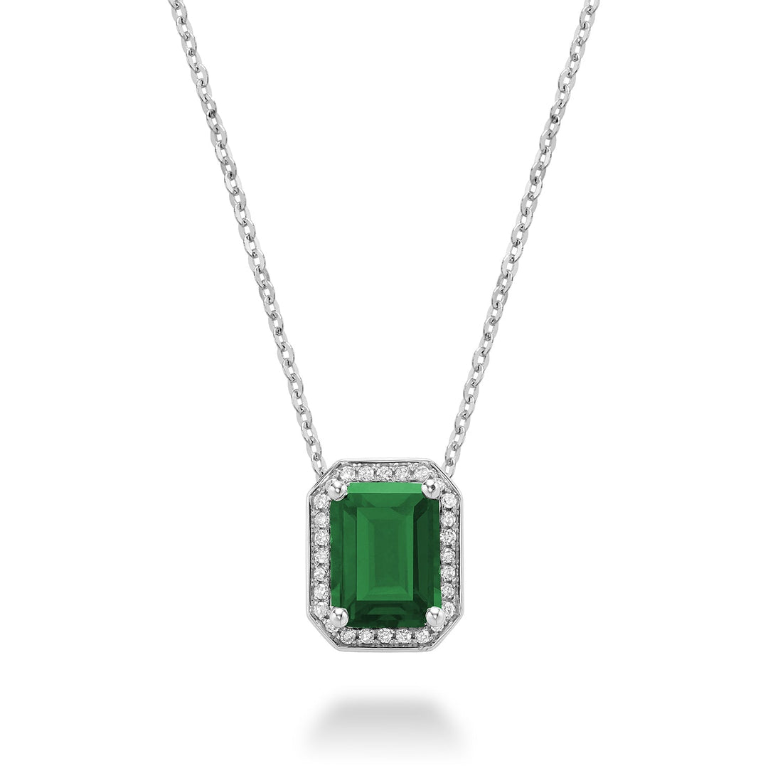 Gemstone & Diamond Emerald Cut Pendant - RNB Jewellery