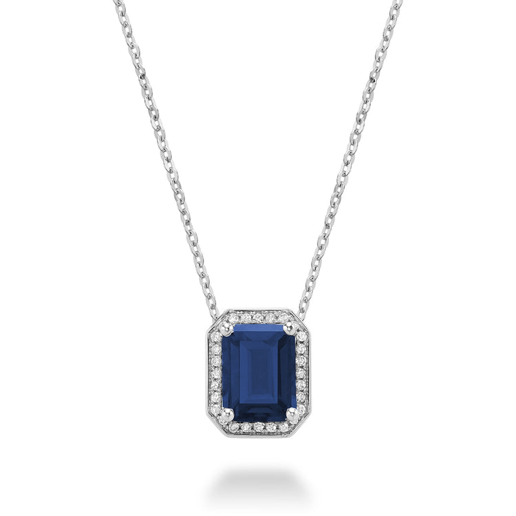 Gemstone & Diamond Emerald Cut Pendant - RNB Jewellery