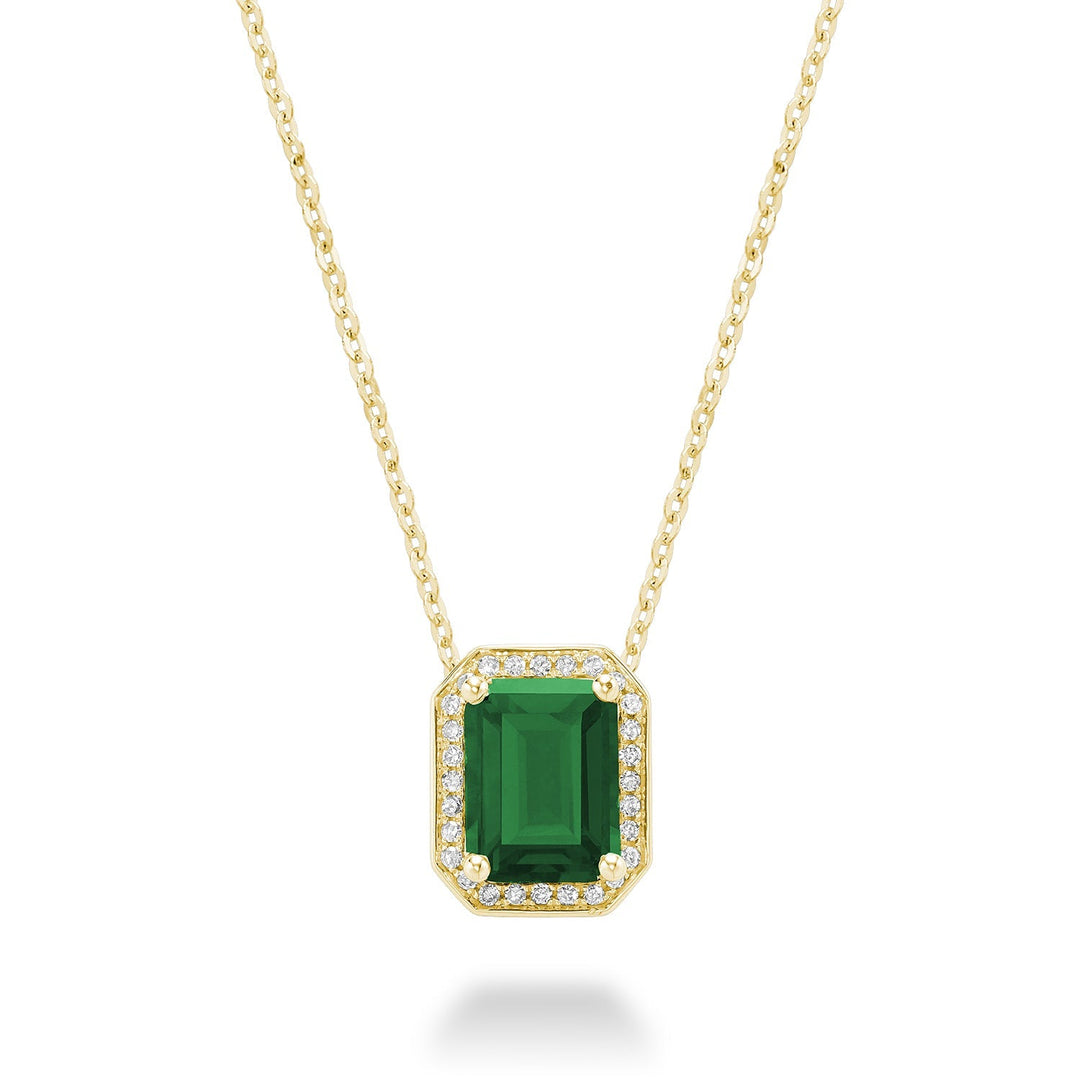 Gemstone & Diamond Emerald Cut Pendant - RNB Jewellery