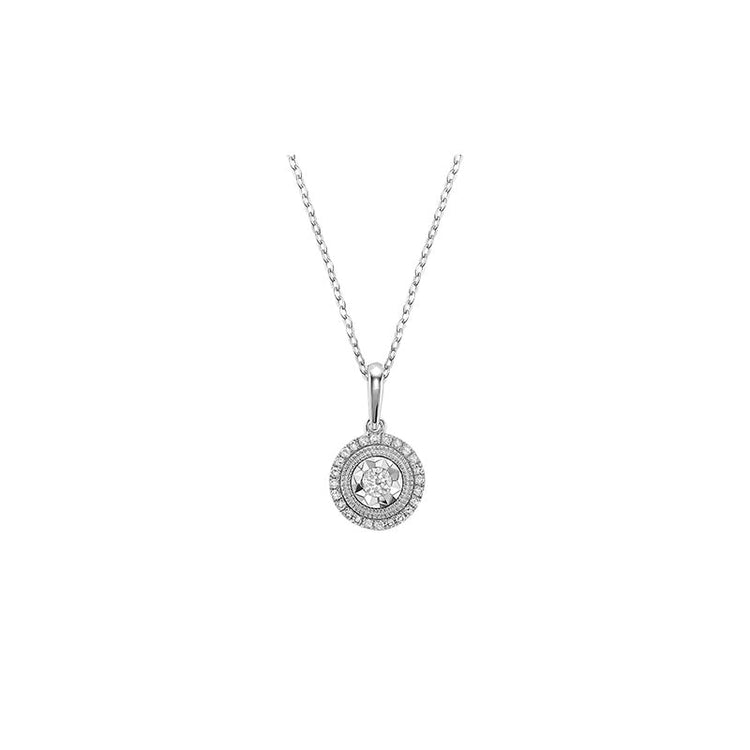 Halo Round illusion Diamond Pendant - RNB Jewellery