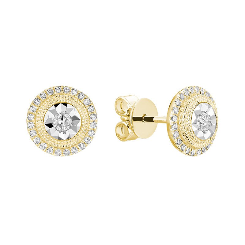 Halo Round Shape illusion Diamond Earring - RNB Jewellery