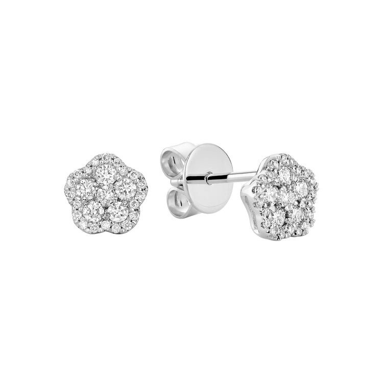 Hollow Flower Diamond Stud Earrings - RNB Jewellery