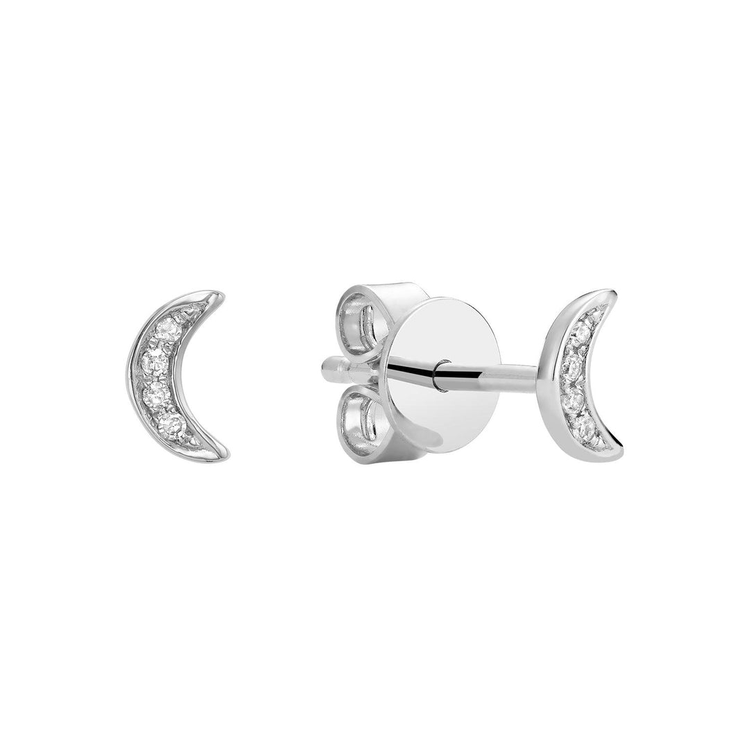 Illusion Diamond Moon Stud Earrings - RNB Jewellery