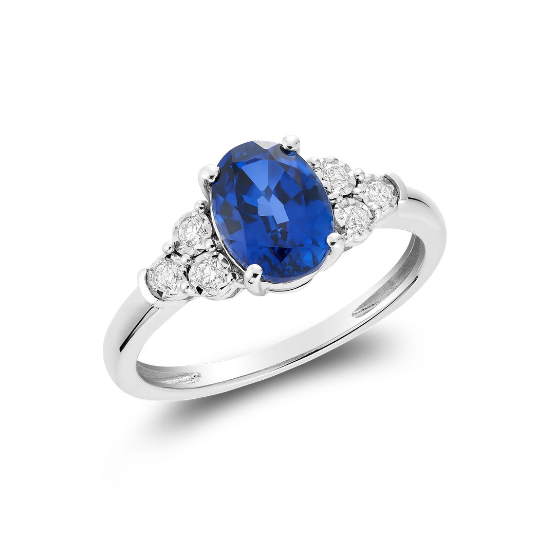 Oval Created Gemstone and Diamond Ring - RNB Jewellery