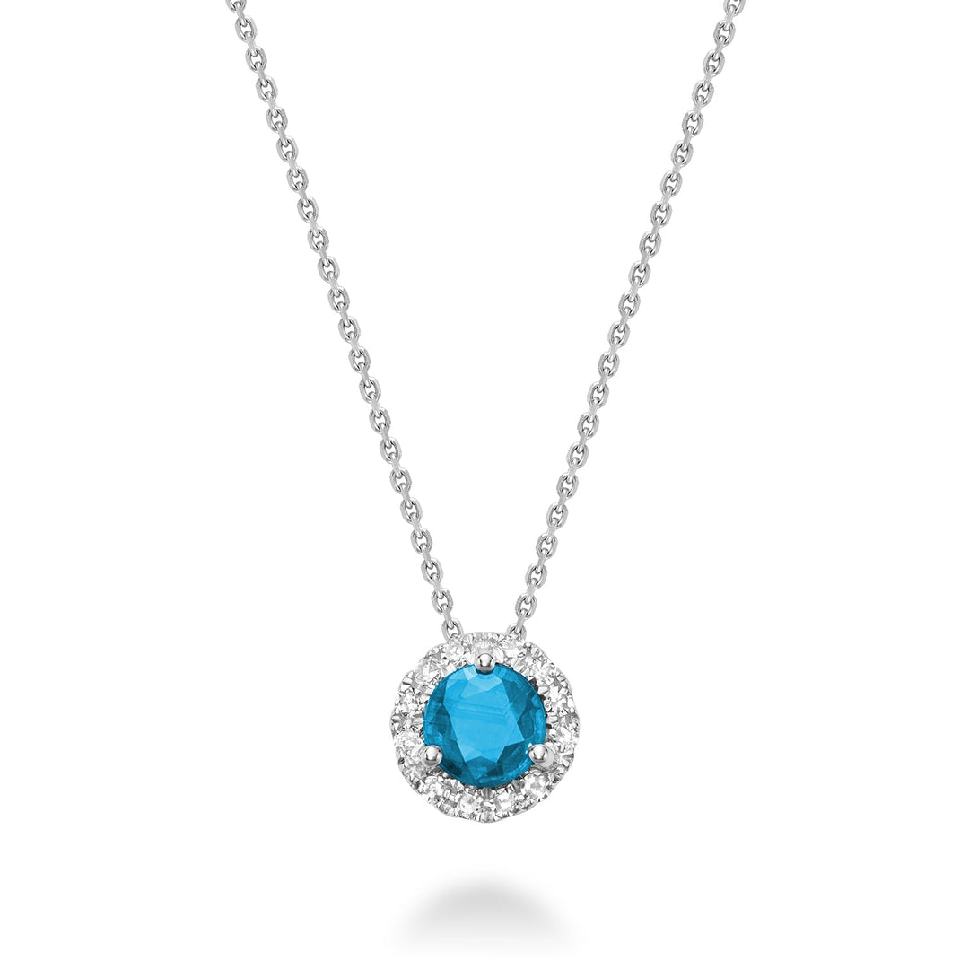 Precious Stone & Diamond Halo Pendant - RNB Jewellery