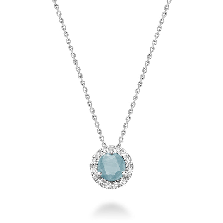 Precious Stone & Diamond Halo Pendant - RNB Jewellery