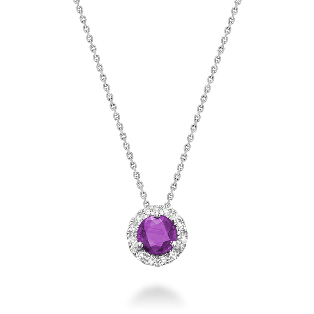 Precious Stone & Diamond Halo Pendant - RNB Jewellery