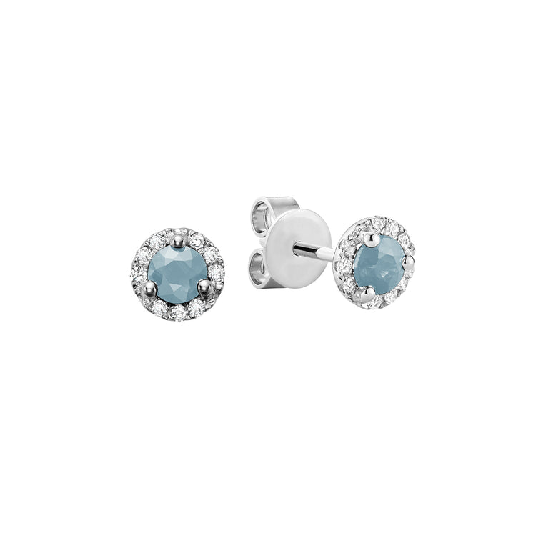 Precious Stone & Diamond Halo Stud Earrings - RNB Jewellery