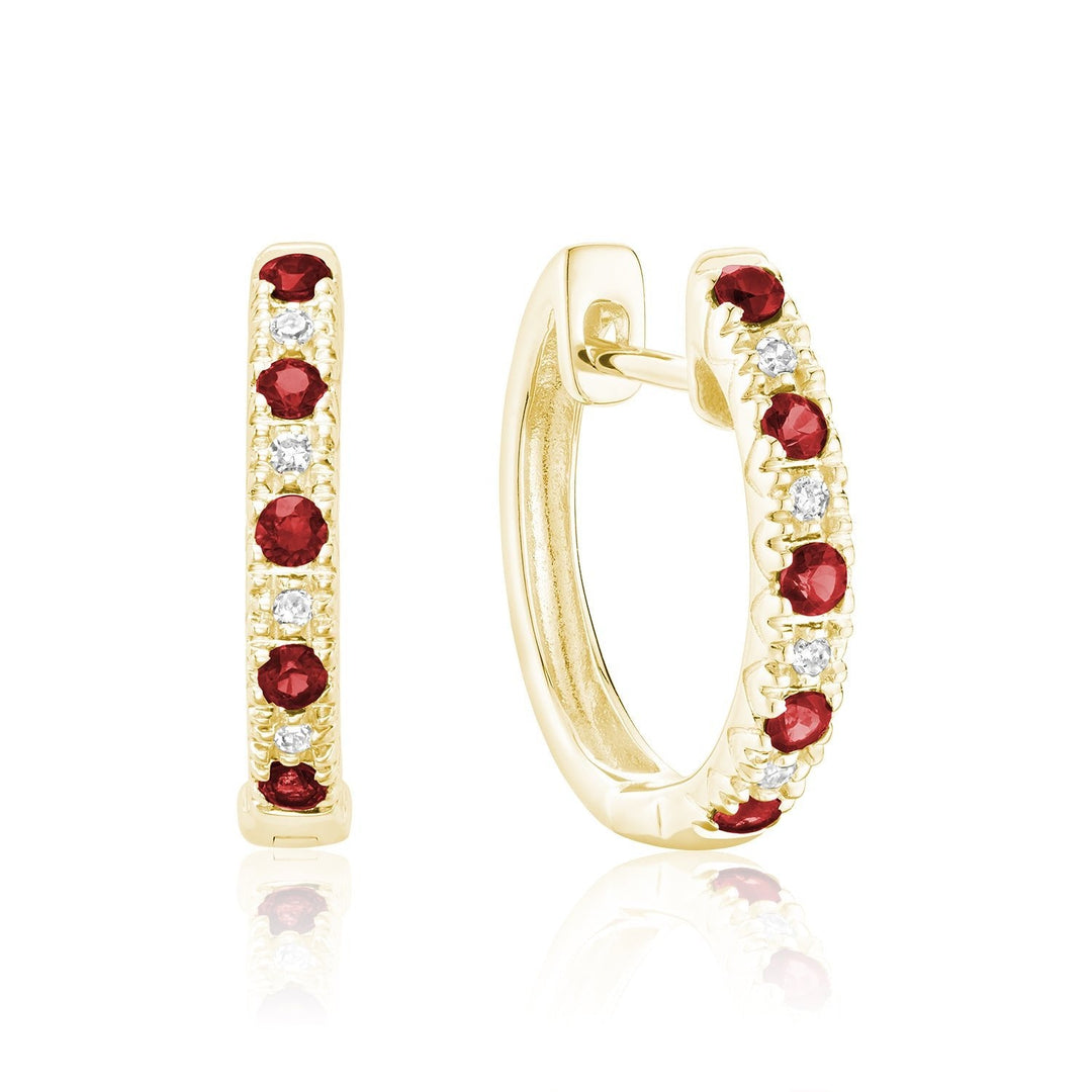 Precious Stone & Diamond Huggie Earrings - RNB Jewellery